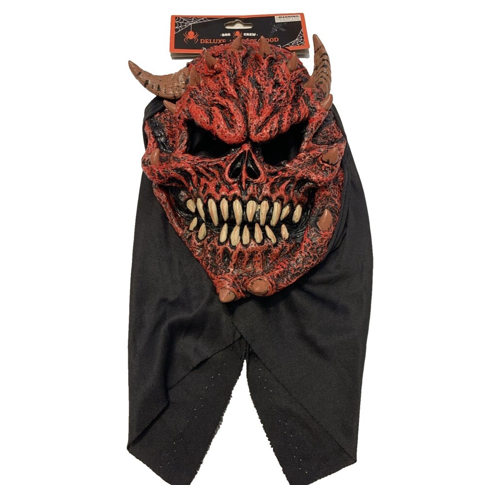 Regent Products Boo Crew Deluxe Demon Mask Hood Horns Red Vinyl NWT Devil